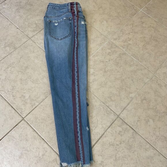 Abercrombie Annie Jeans Womens 2/26 distressed Girlfriend High Rise Side stripe - Picture 12 of 13